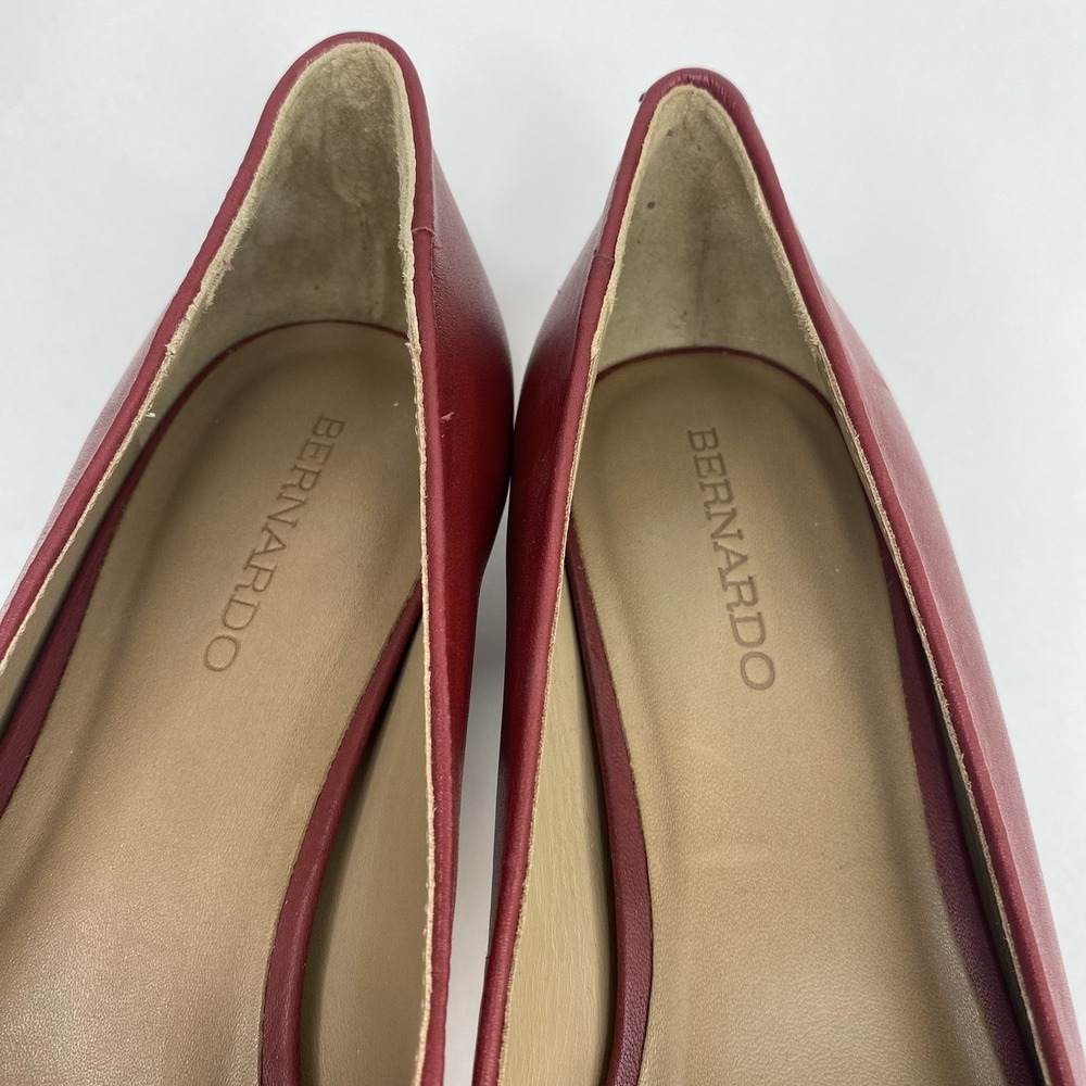 BERNARDO Marisol Cap Toe Pumps Two Tone Leather Dark Red/Brown Sz 9M Block Heel - Picture 10 of 15